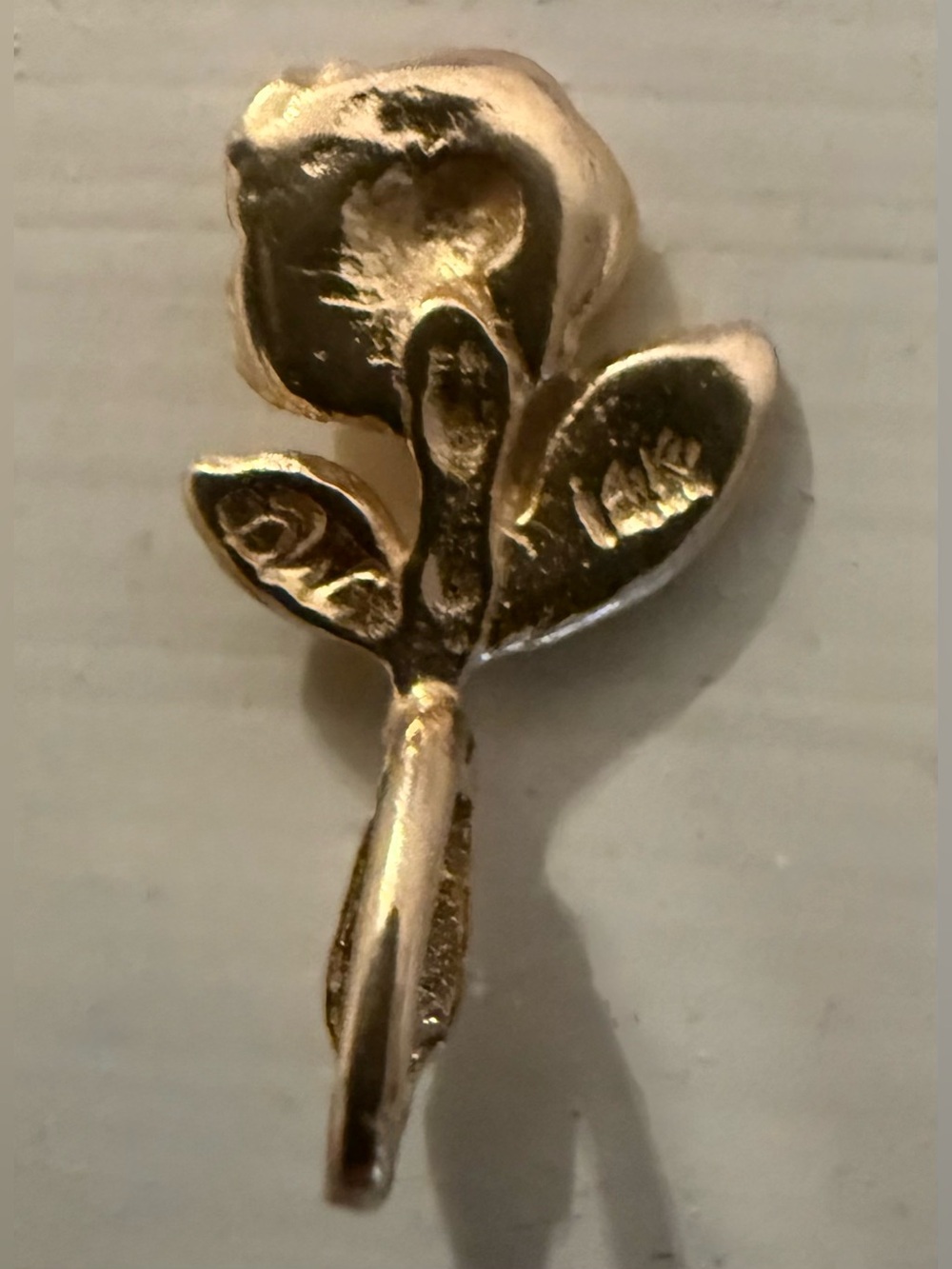 14K Gold Rose Pendent - Picture 2 of 2